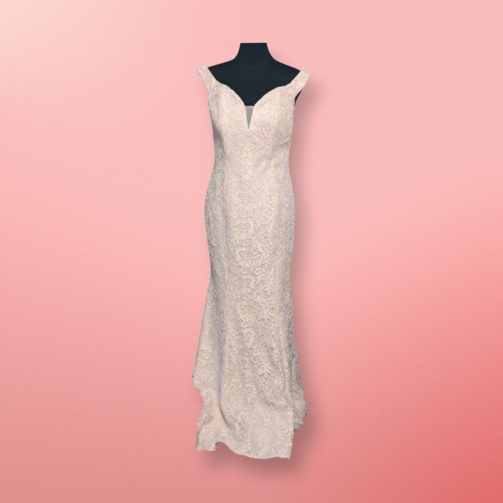 Carmin Marc Volvo "Infusion" Pink Lace And Sequence Prom or Bridal Gown Size 8